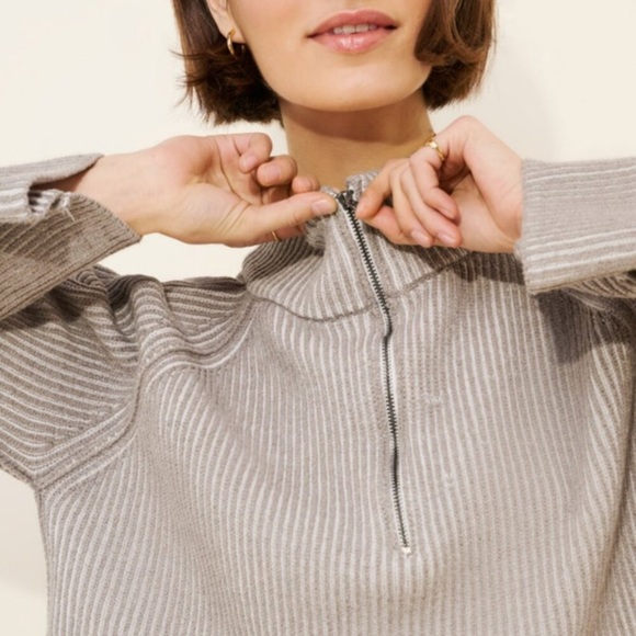 New! Free People Greta Half Zip Pullover Turtleneck Sweater Large 2533 - Picture 2 of 9